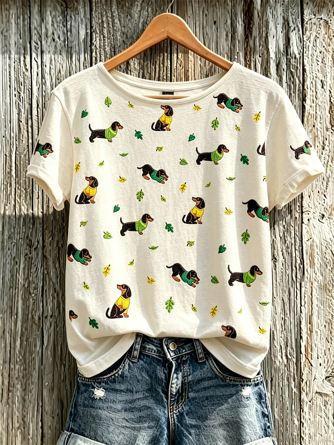 T-shirt décontracté à manches courtes pour femme, imprimé d’un mignon motif de chien