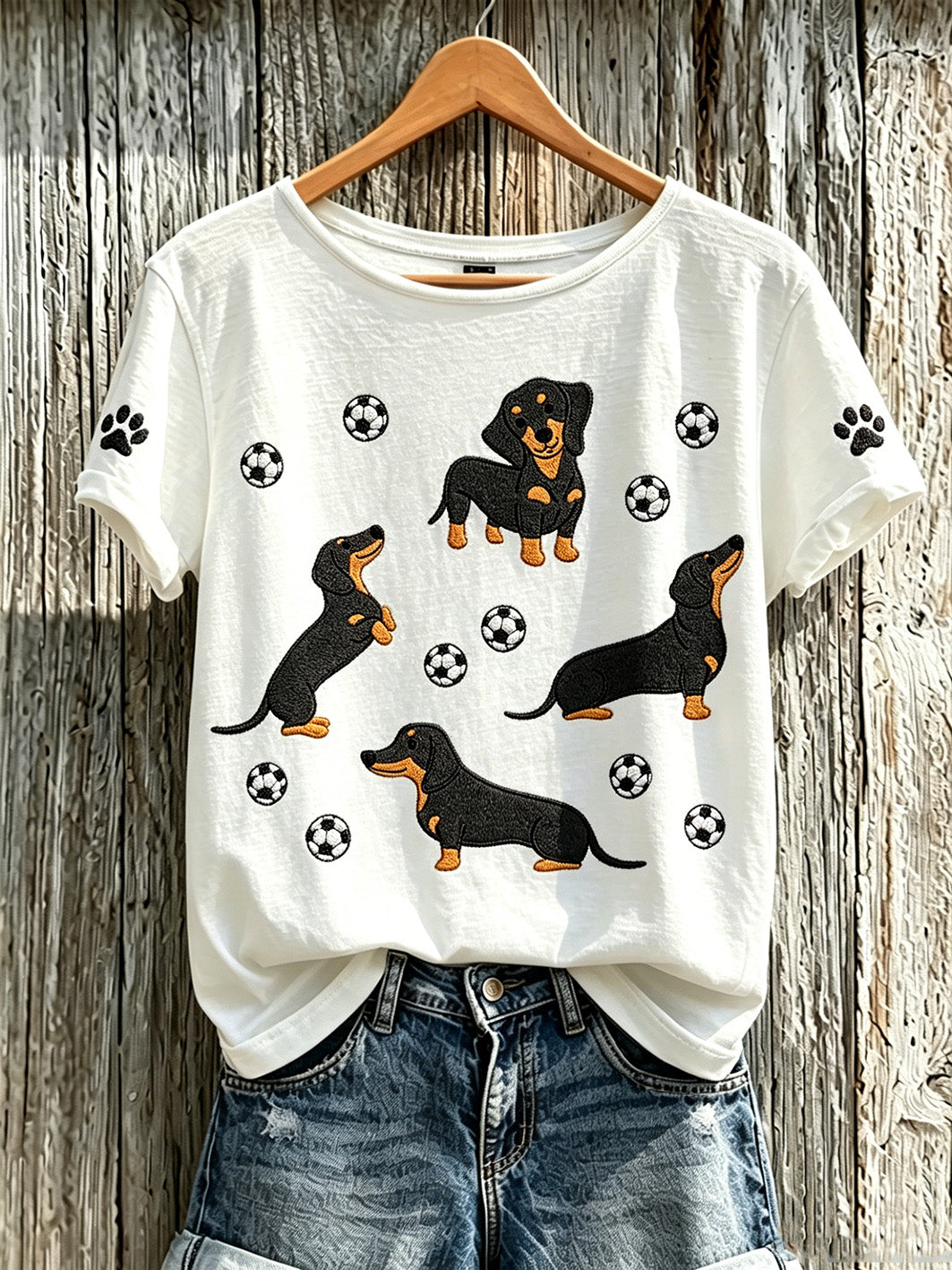 T-shirt décontracté à manches courtes pour femme, imprimé d’un mignon motif de chien