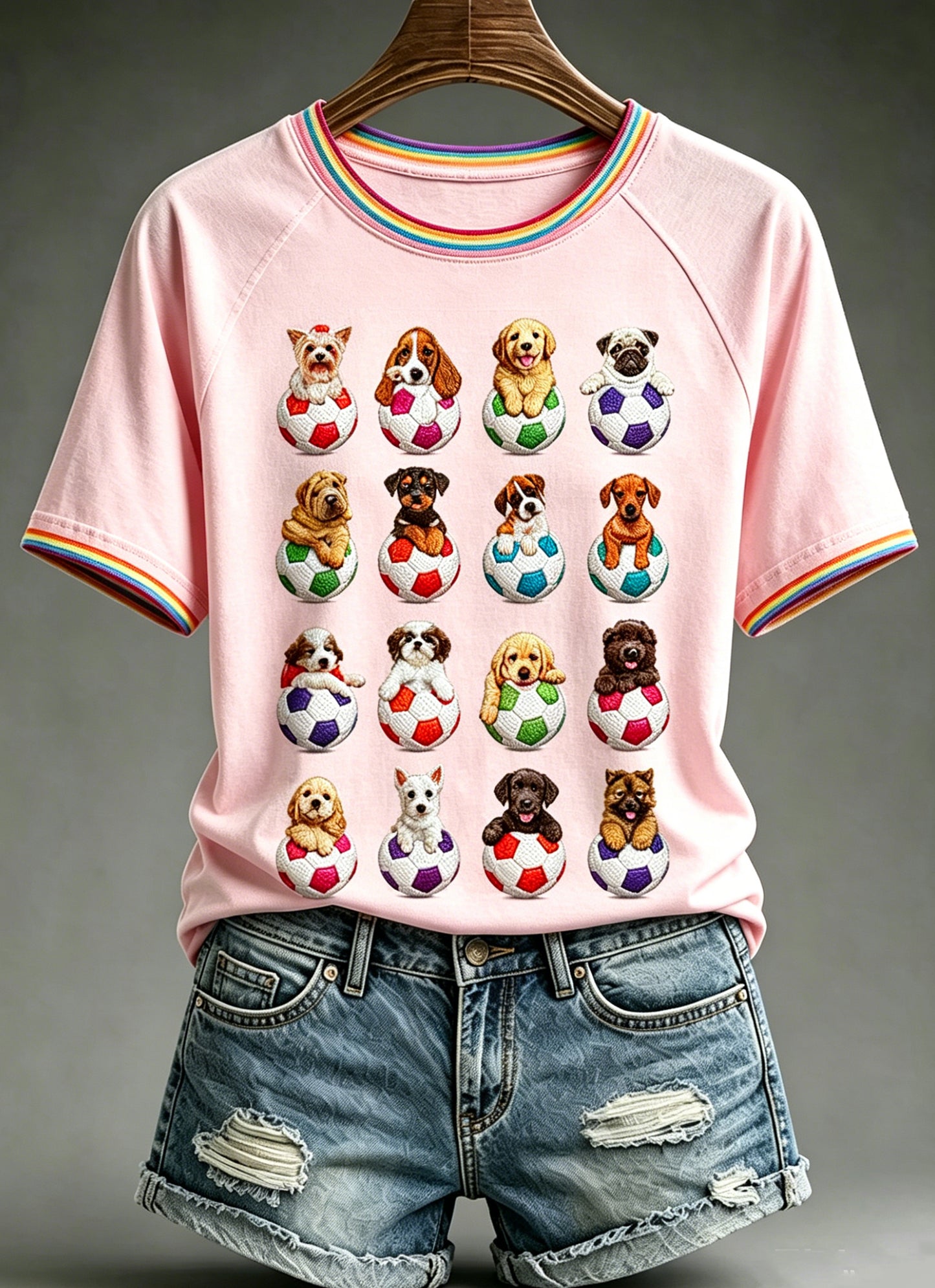 T-shirt vintage à manches courtes, ample, à imprimé Journée du chien de Women’s Animal International