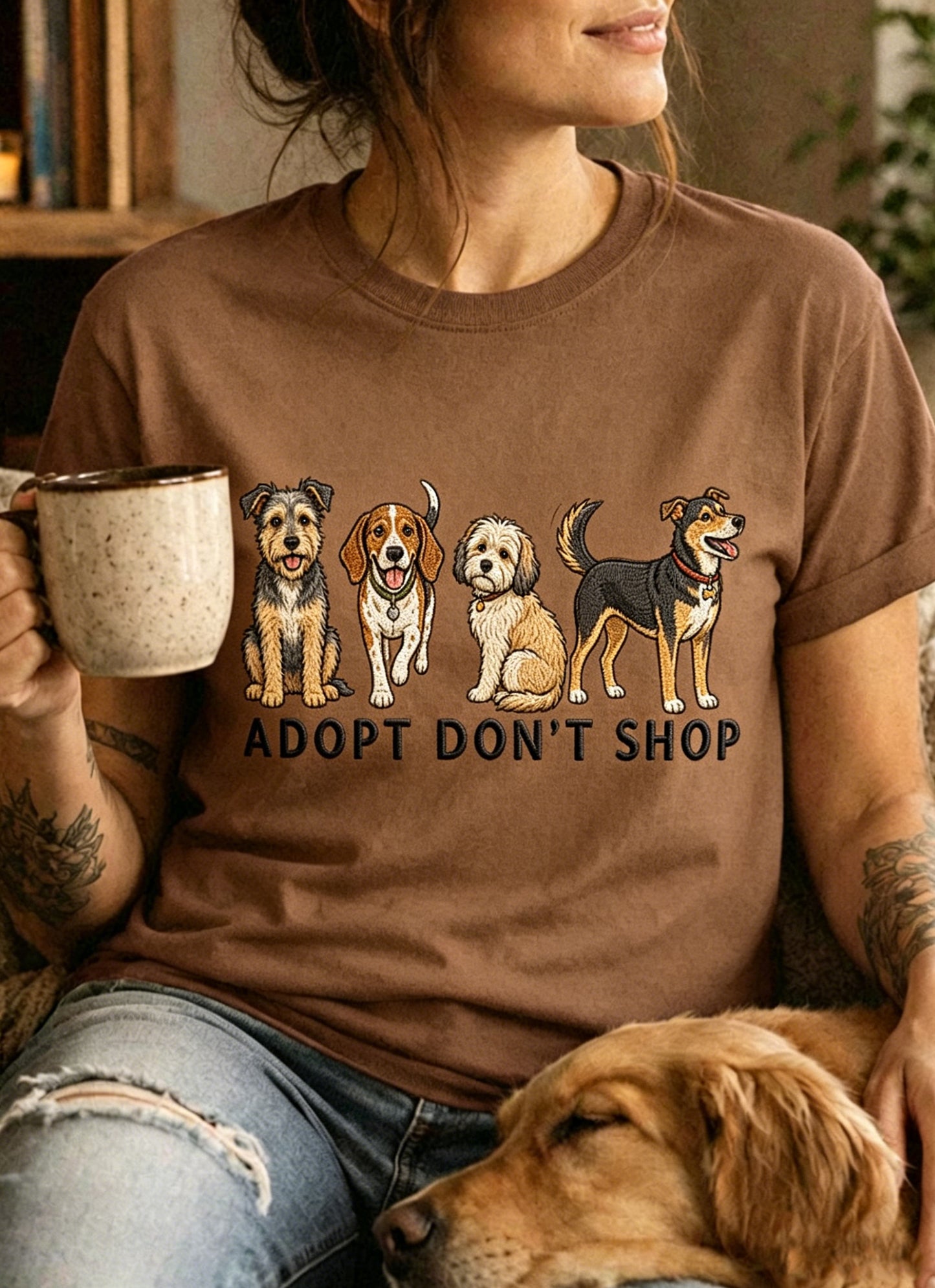 Animal des femmes adoptent pas boutique imprimé Vintage Fashion lâche à manches courtes T-Shirt