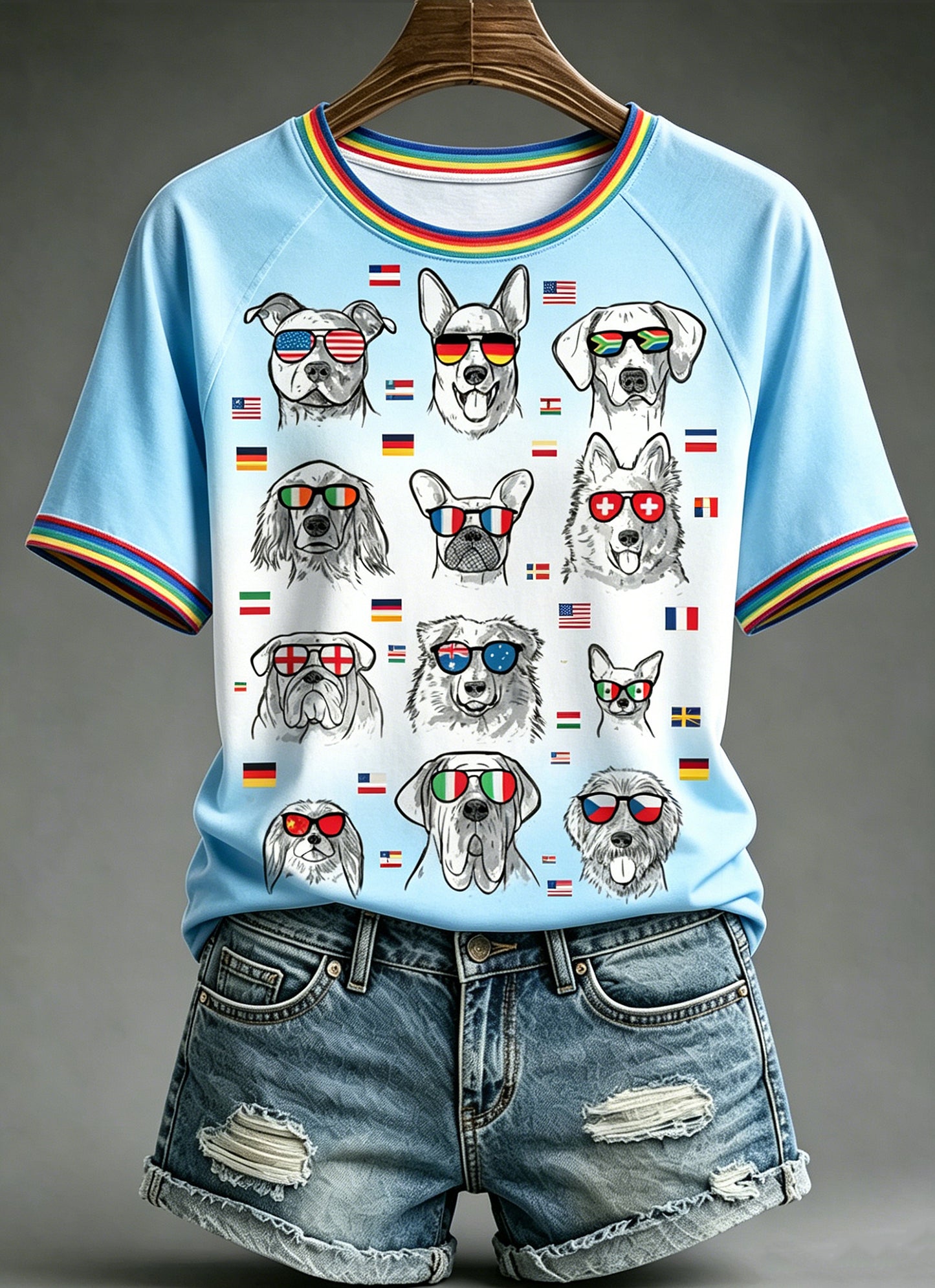 T-shirt vintage à manches courtes, ample, à imprimé Journée du chien de Women’s Animal International