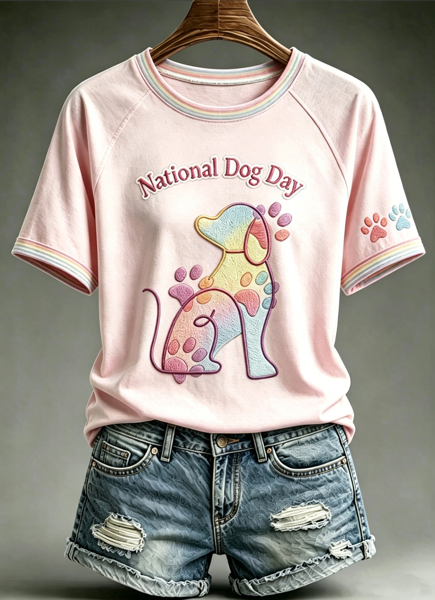 T-shirt vintage à manches courtes, ample, à imprimé Journée du chien de Women’s Animal International
