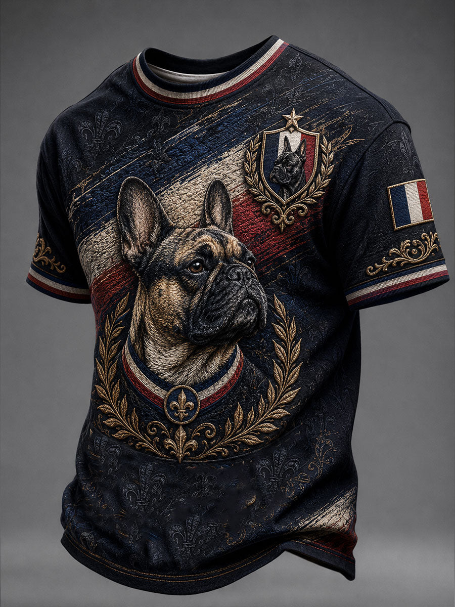 T-shirt manches courtes pour homme motif bouledogue français