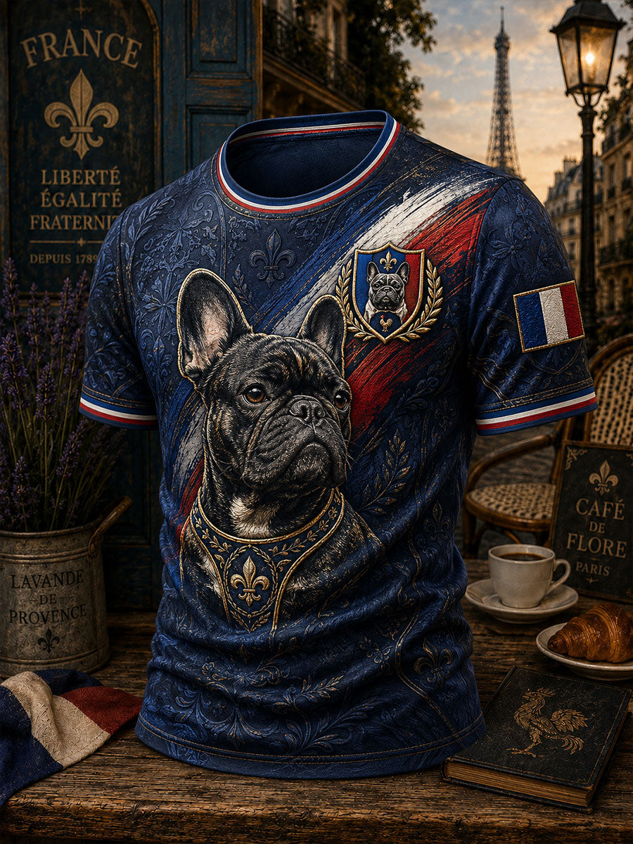 T-shirt manches courtes pour homme motif bouledogue français