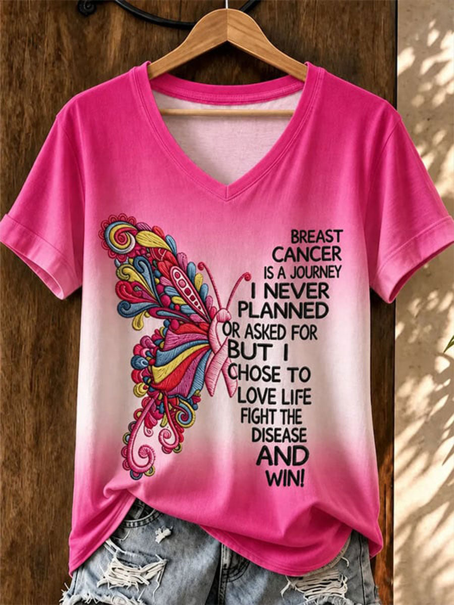 T-shirt à manches courtes pour femmes Breast Cancer Awareness