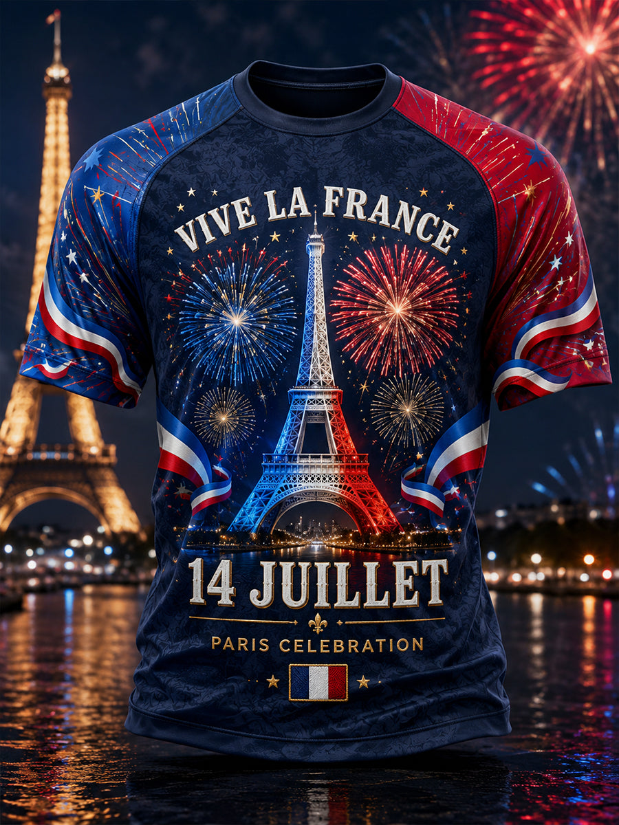 T-shirt manches courtes France du 14 juillet pour homme