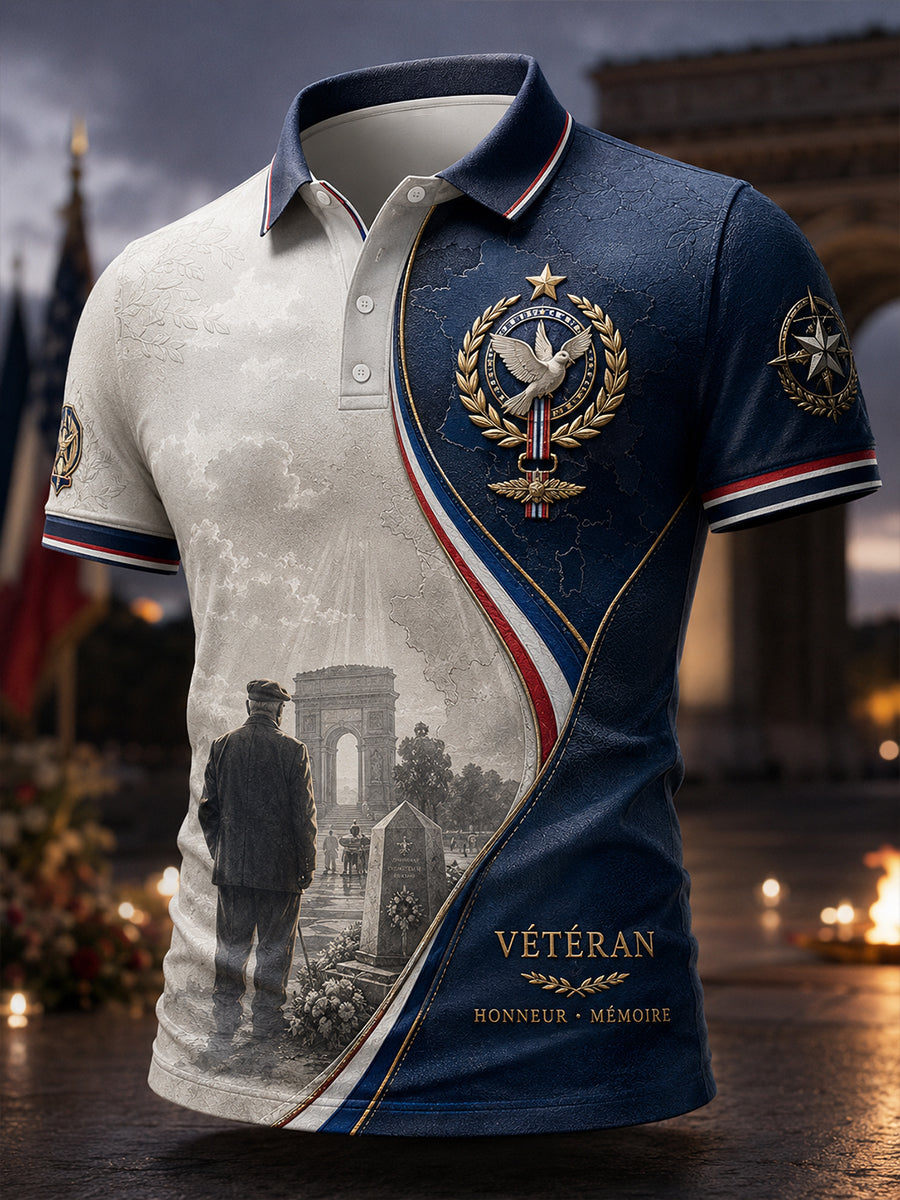 Chemise française à manches courtes pour hommes vétérans