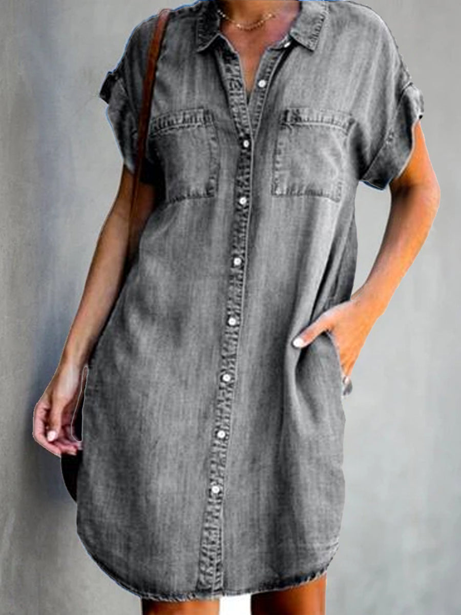 Robe en denim mi-longue élégante décontractée pour femmes