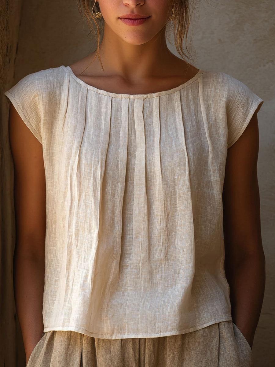 Chemise en lin simple de couleur unie pour femmes