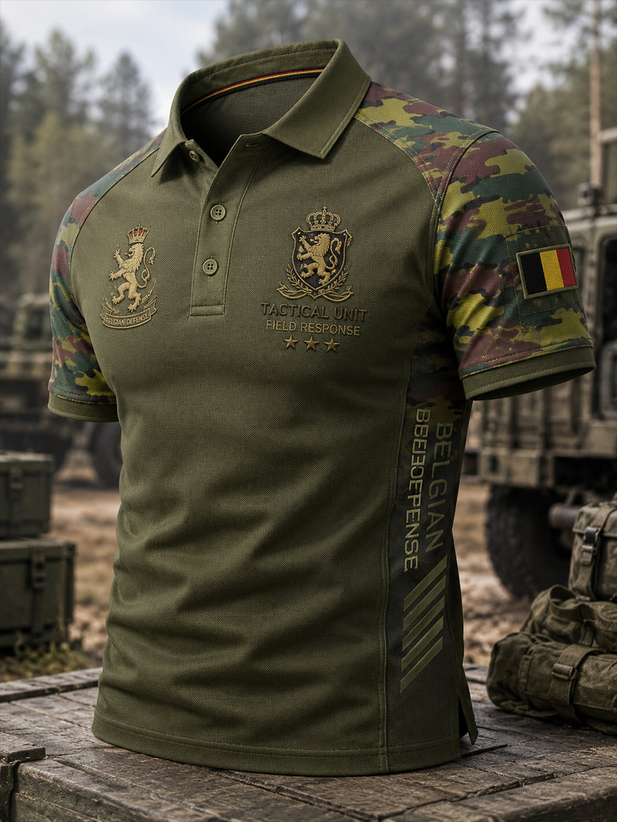 Polo Homme Manches Courtes Imprimé Camouflage Militaire