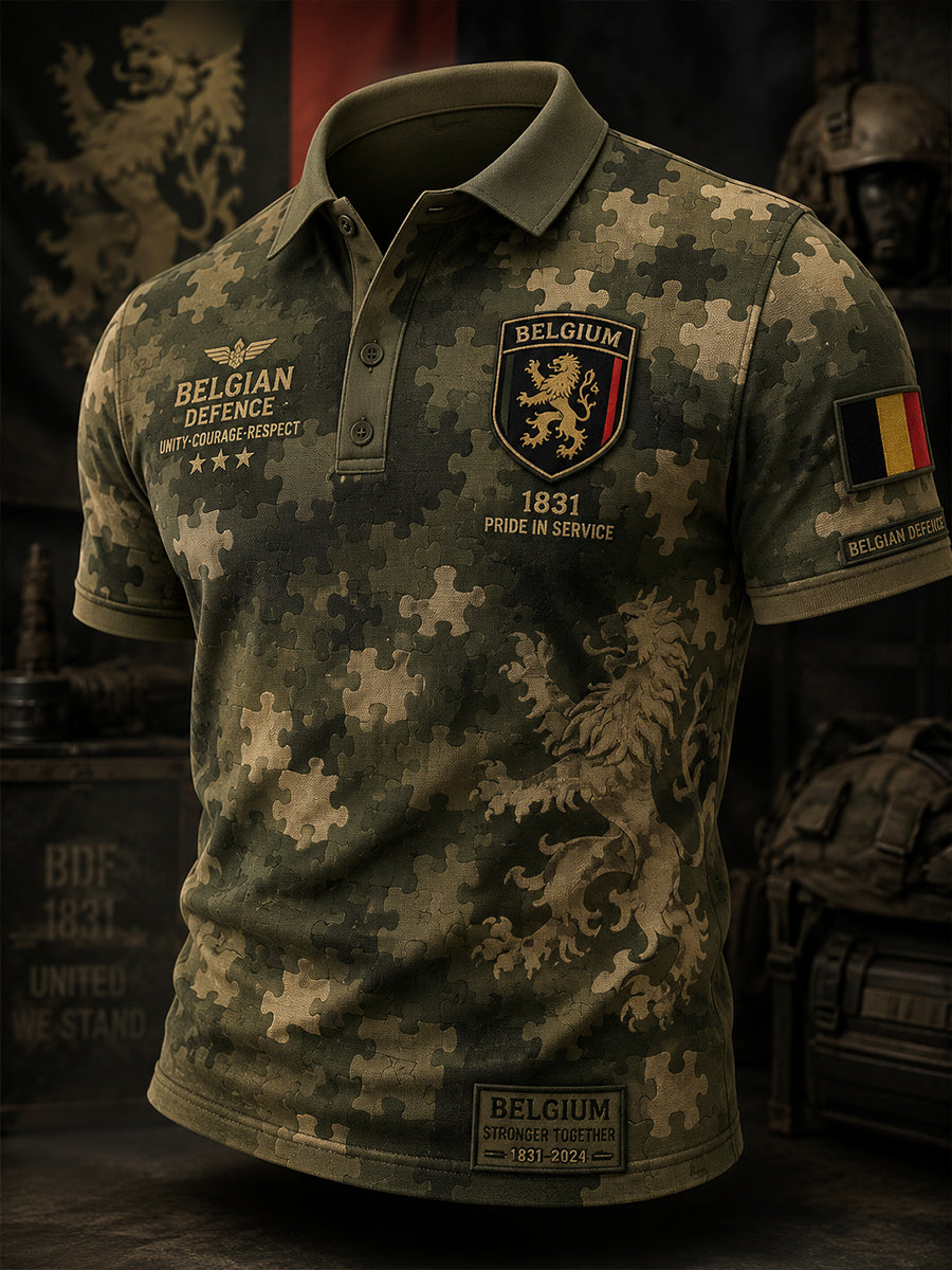 Polo à manches courtes pour homme avec imprimé camouflage militaire