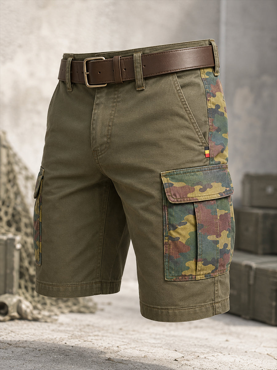 Pantalon cargo court imprimé camo militaire pour hommes