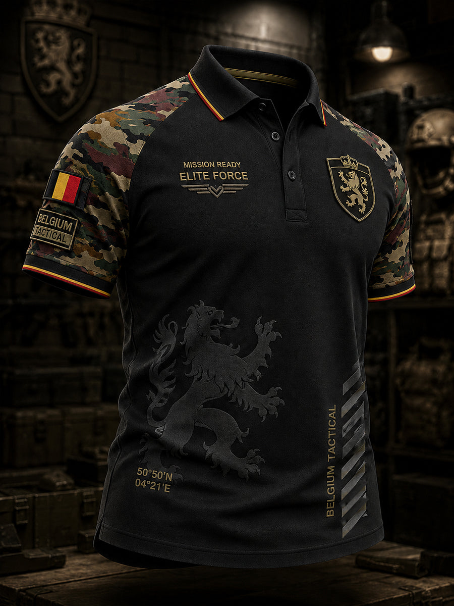 Polo à manches courtes pour homme avec imprimé camouflage militaire