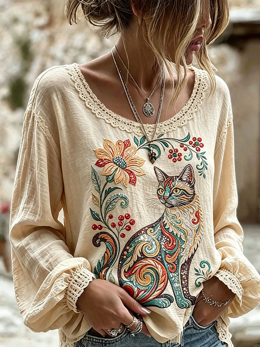 Haut élégant en coton et lin pour femme