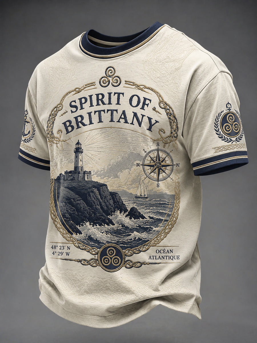 T-shirt pour hommes imprimé celtique de Bretagne, France
