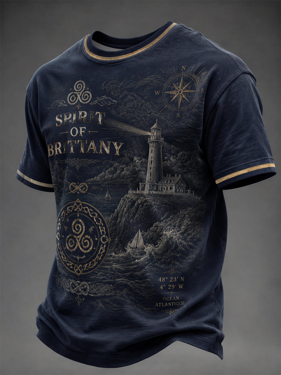 T-shirt pour hommes imprimé celtique de Bretagne, France