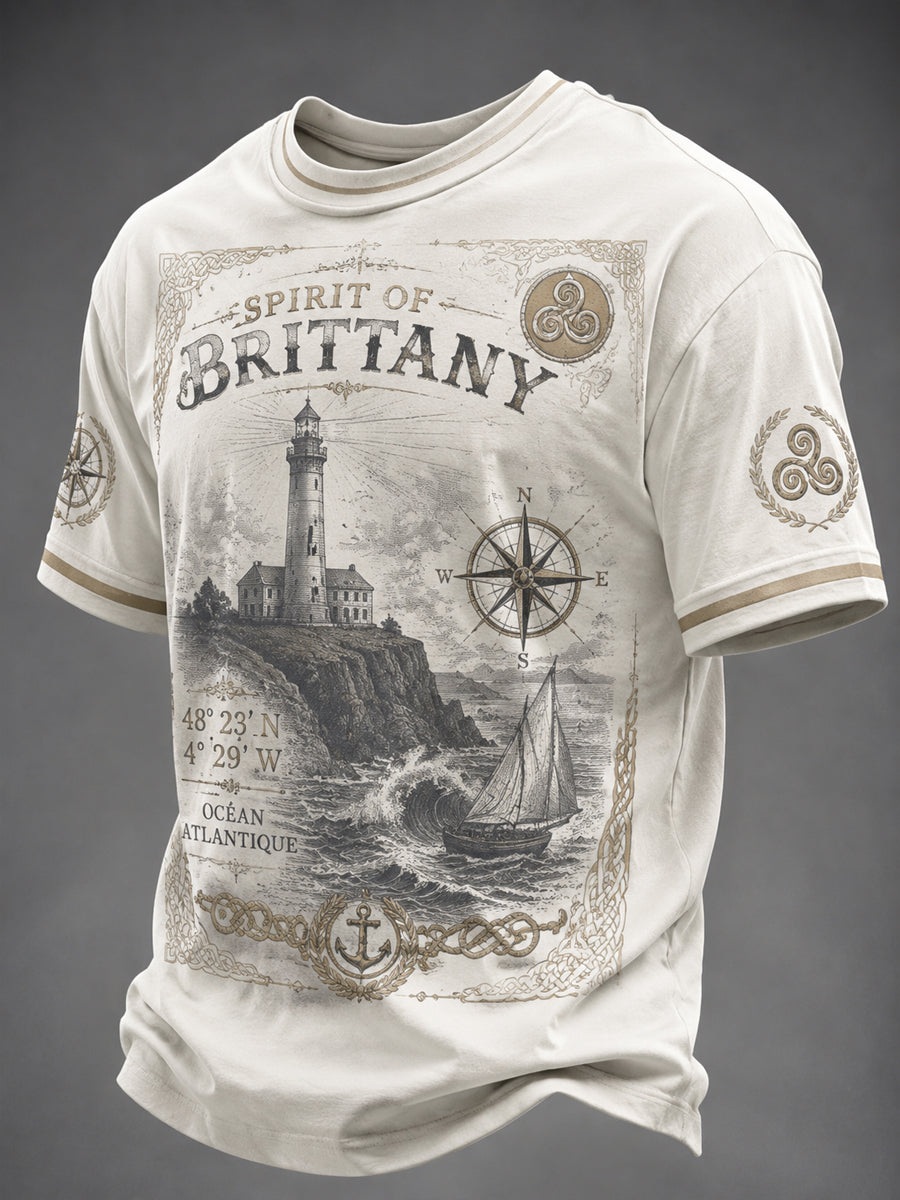 T-shirt pour hommes imprimé celtique de Bretagne, France