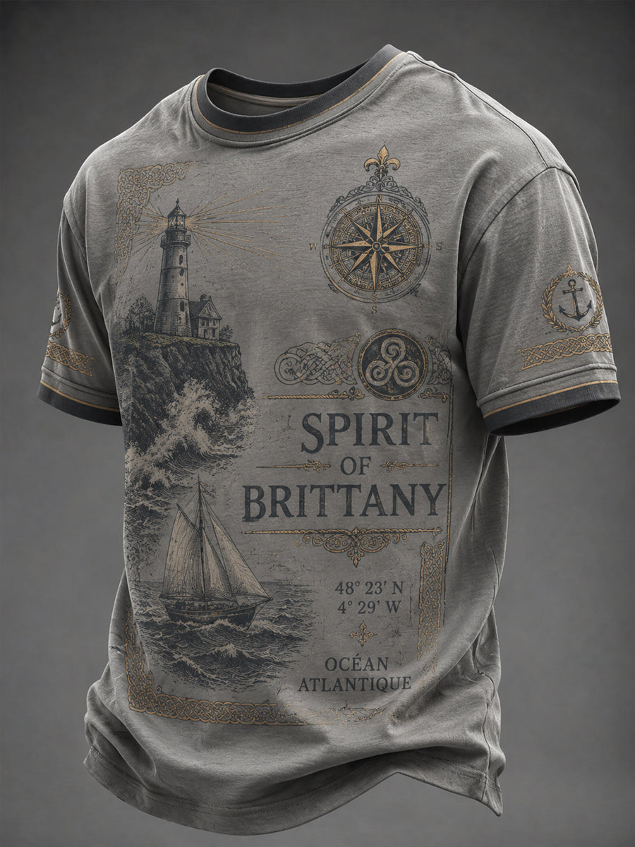 T-shirt pour hommes imprimé celtique de Bretagne, France