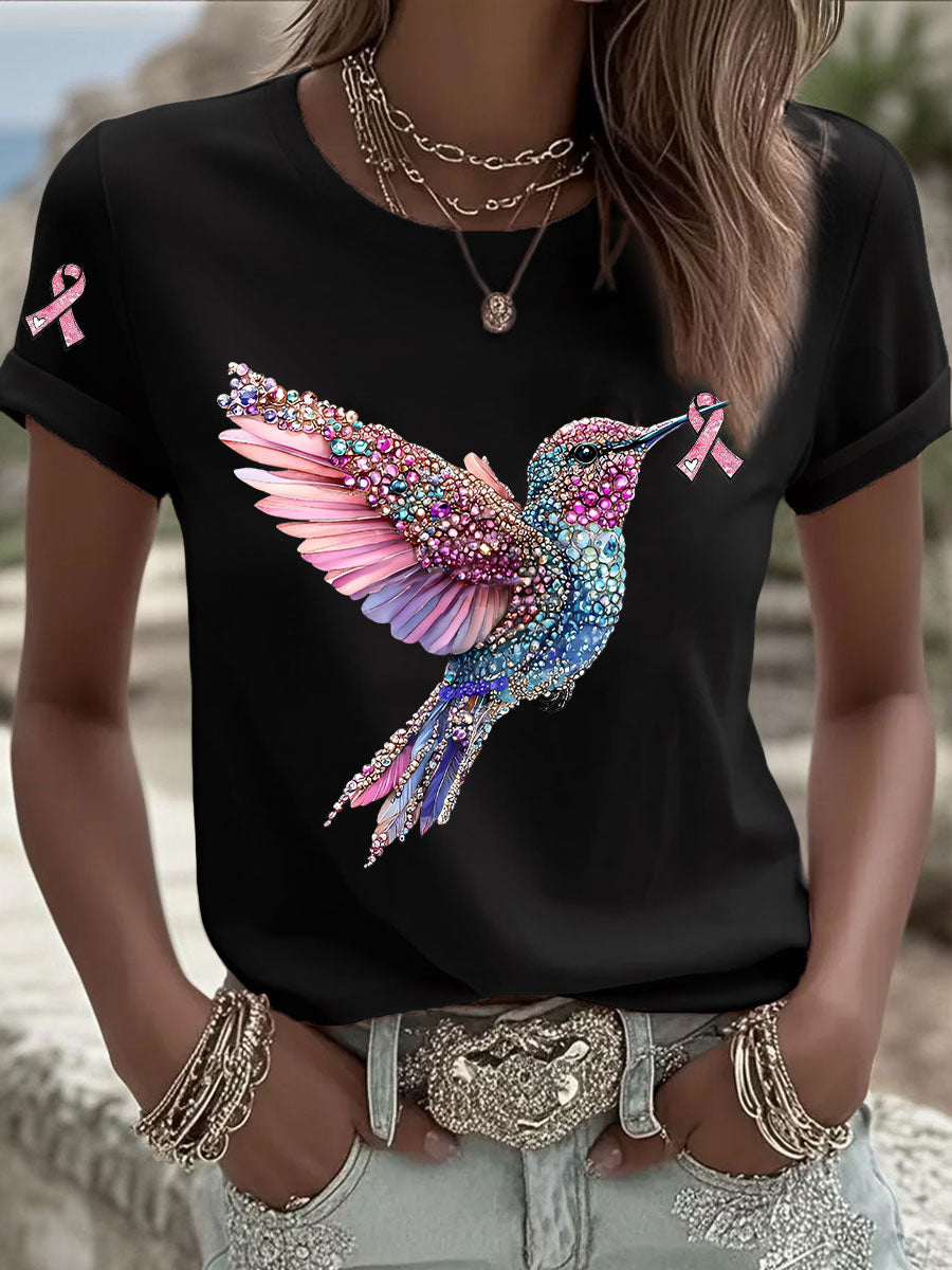 T-shirt Décontracté Femme Imprimé Ruban Rose