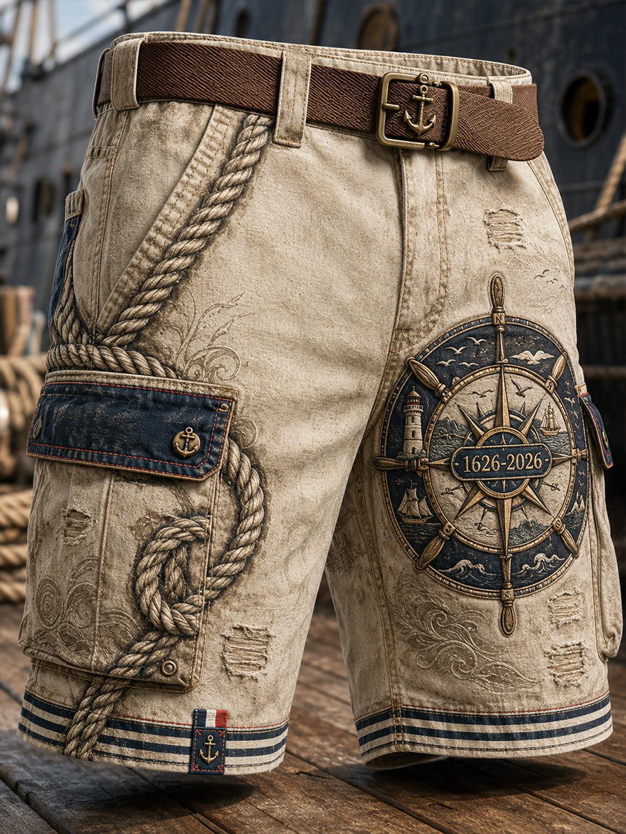 Short décontracté pour homme avec impression d’art de la Marine française