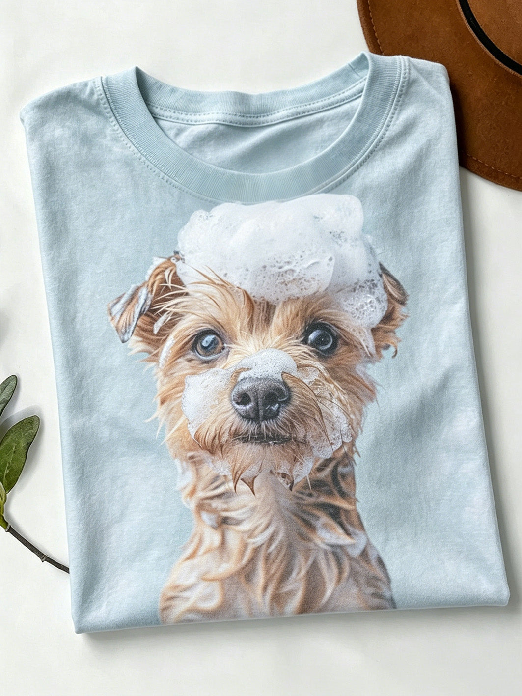 T-shirt femme à manches courtes imprimé motif chien mignon