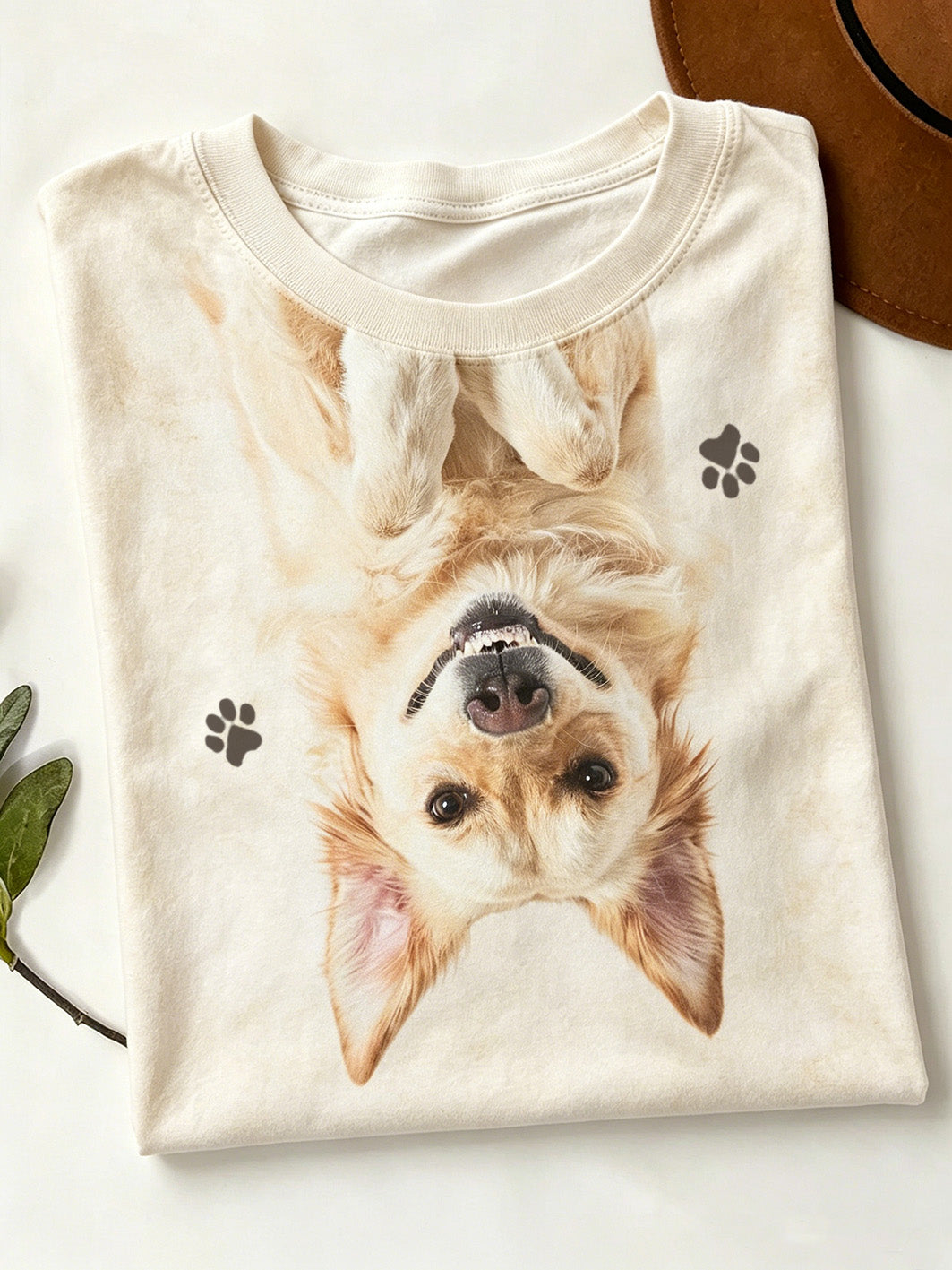 T-shirt femme à manches courtes imprimé motif chien mignon