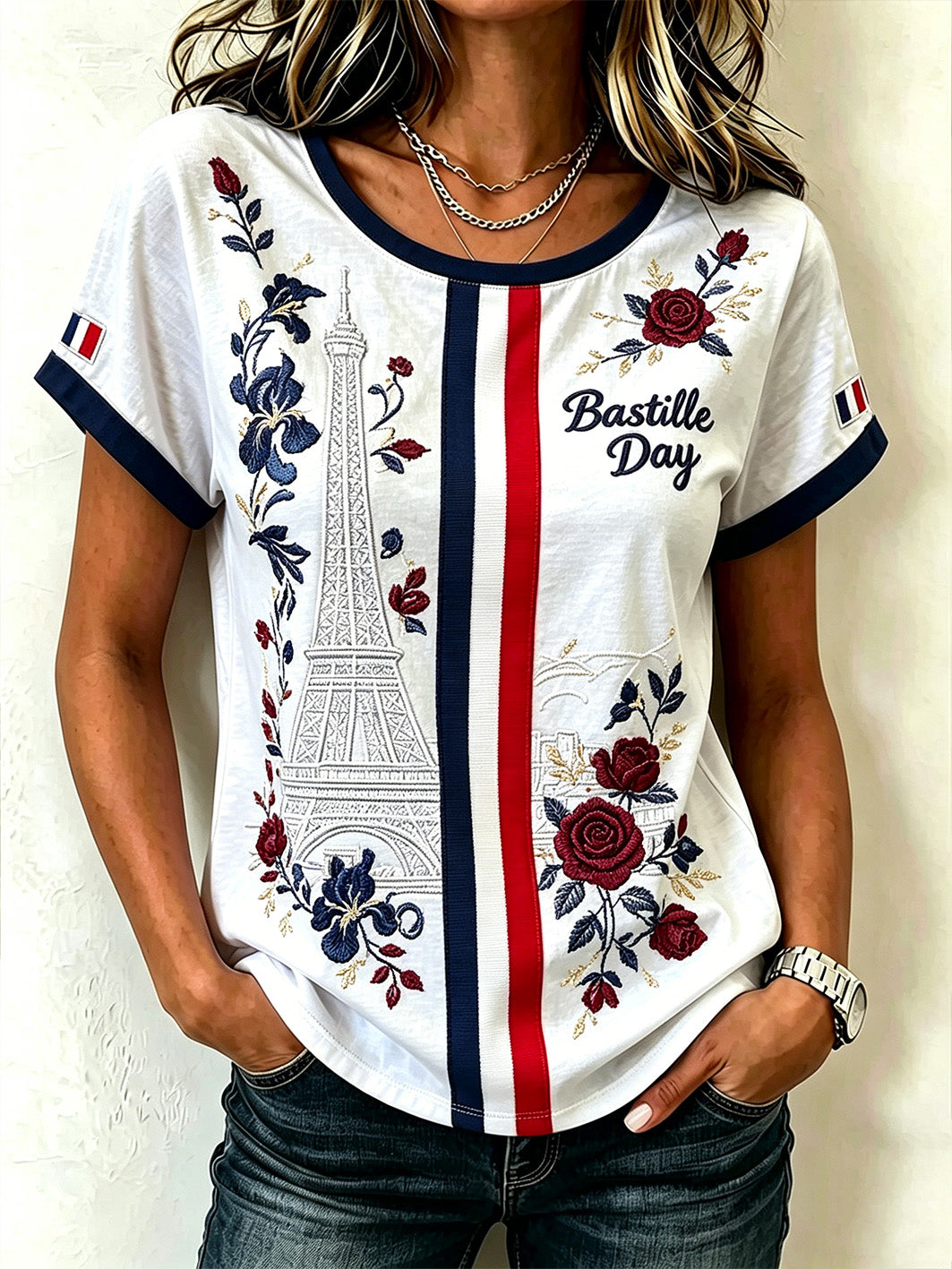 T-shirt à manches courtes imprimé French Element pour femme