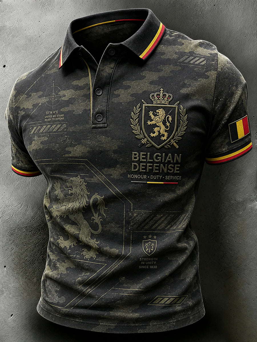 Polo à manches courtes pour homme avec imprimé de style militaire