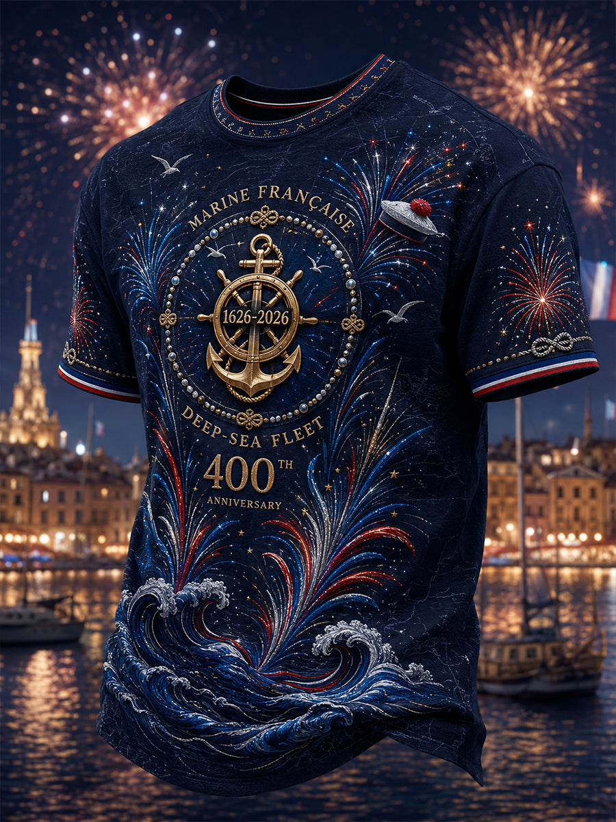 T-shirt manches courtes bleu marine pour homme