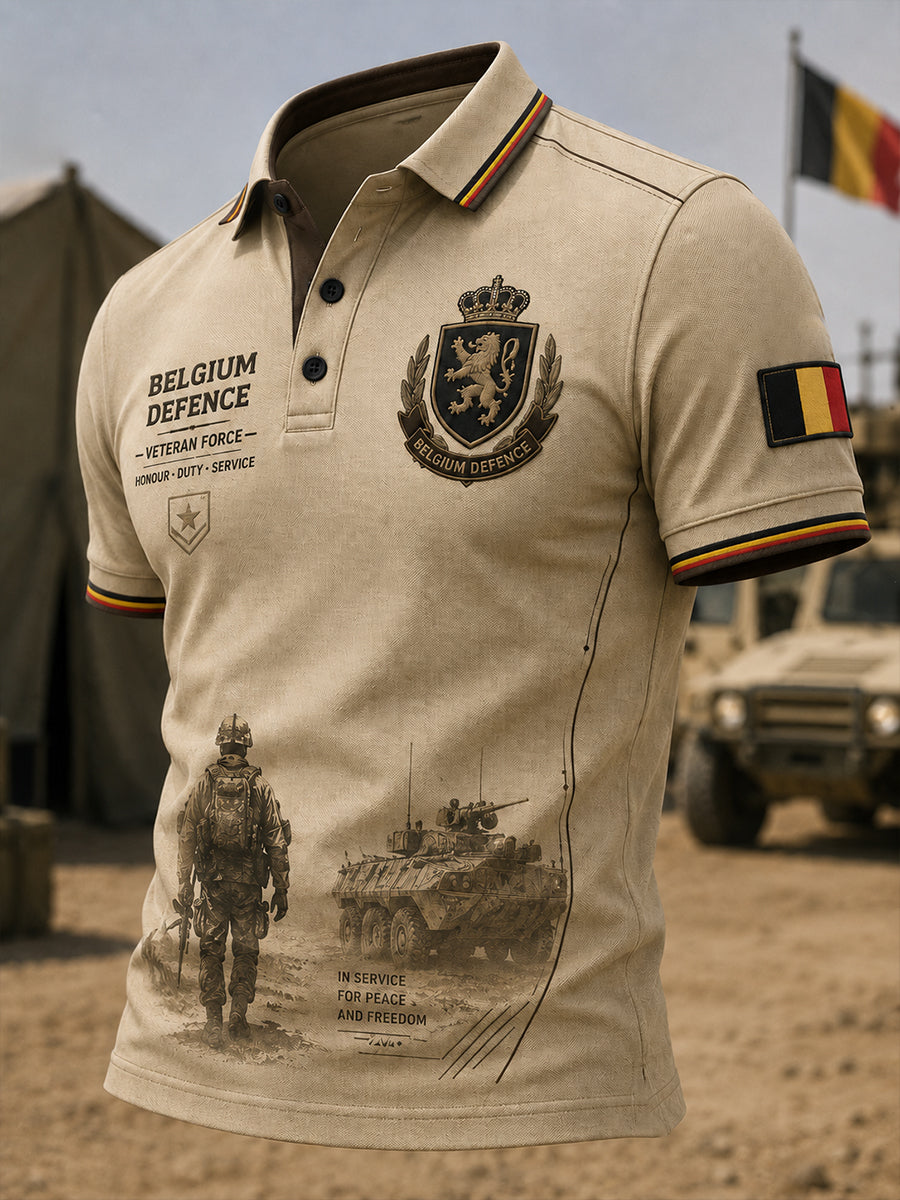 Polo à manches courtes pour homme avec imprimé camouflage militaire vintage