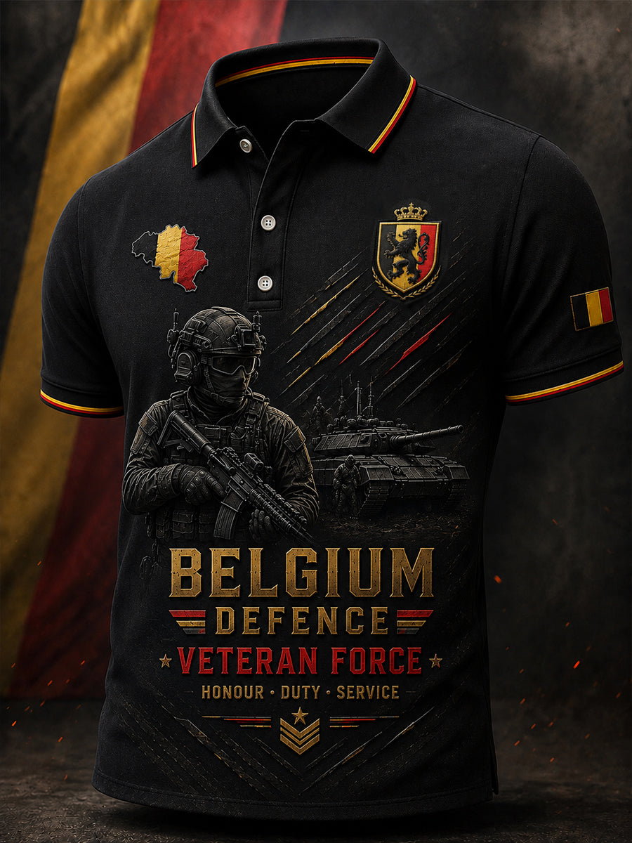 Polo à manches courtes pour homme avec imprimé camouflage militaire vintage