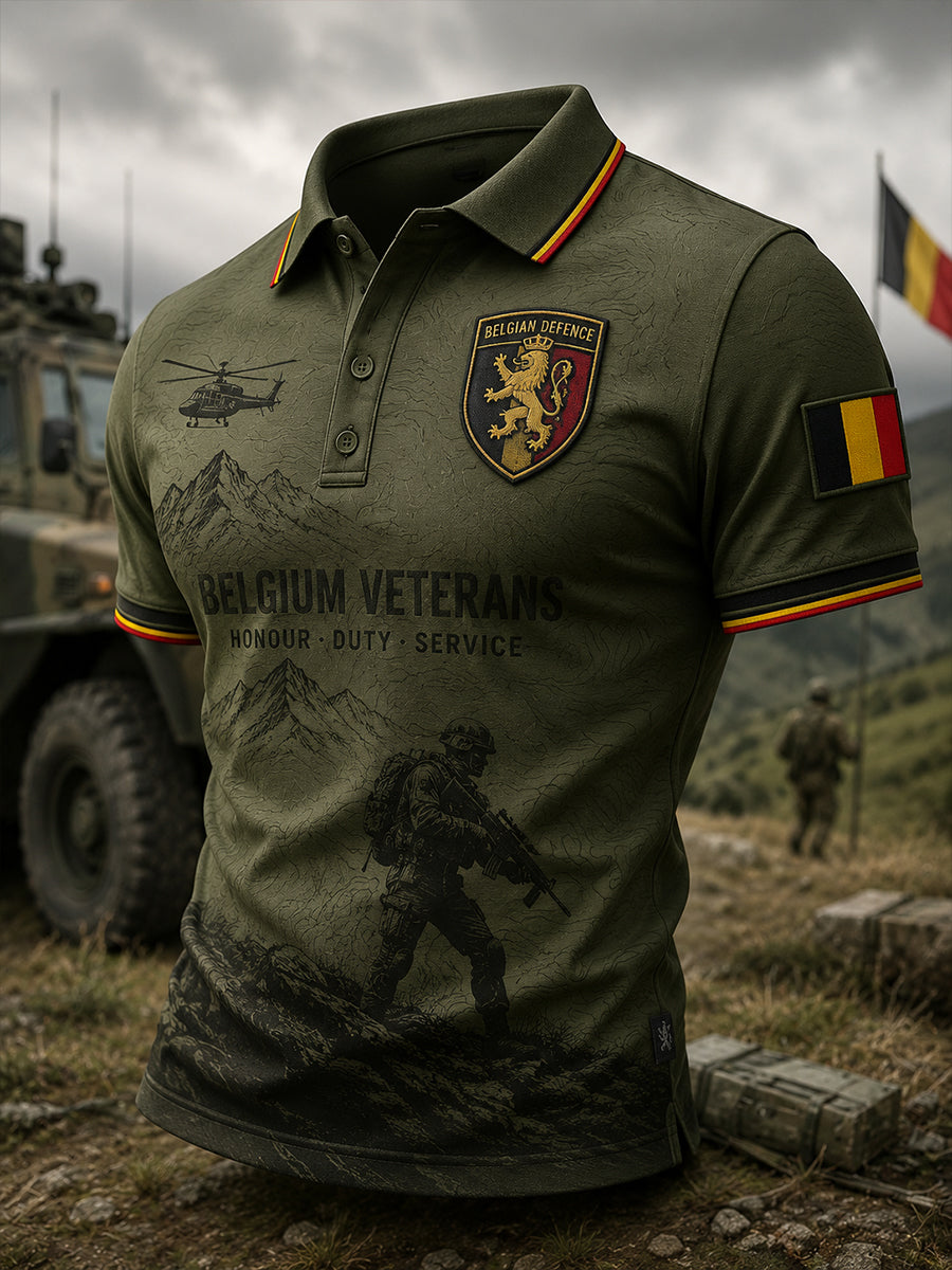 Polo à manches courtes pour homme avec imprimé camouflage militaire vintage