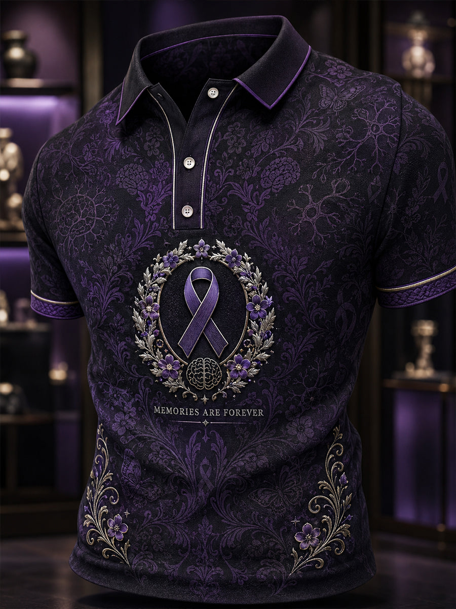T-shirt à manches courtes de sensibilisation à la maladie d’Alzheimer pour hommes