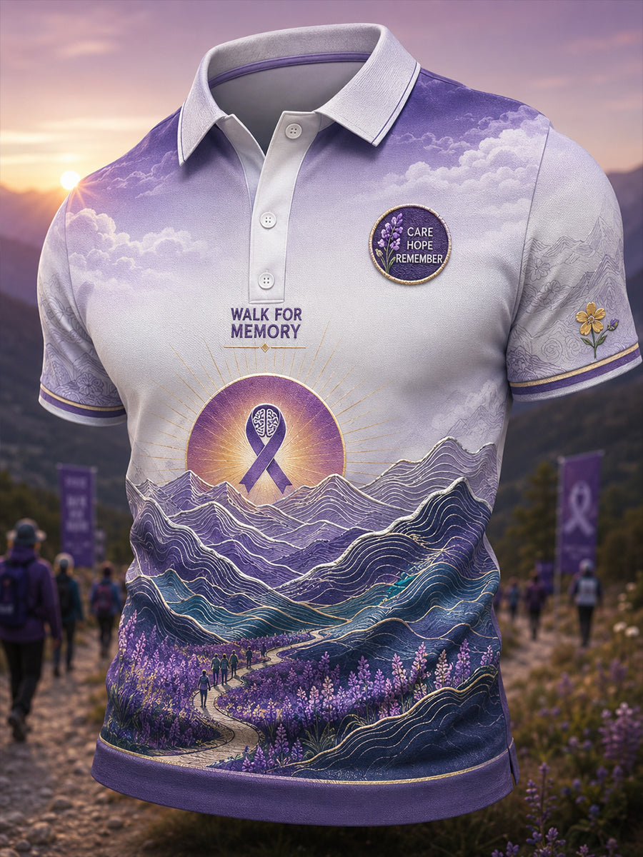 T-shirt à manches courtes de sensibilisation à la maladie d’Alzheimer pour hommes