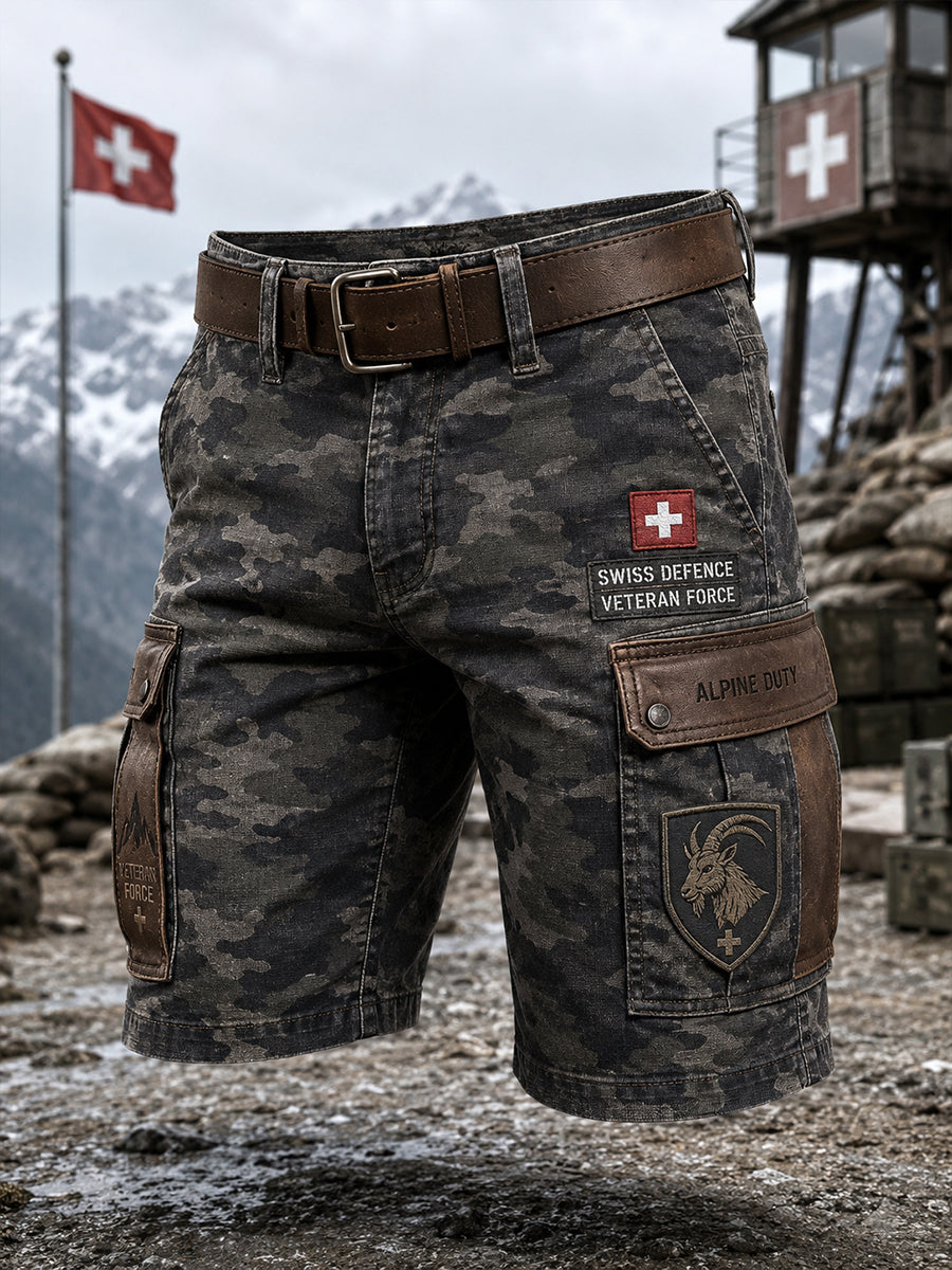 Pantalon cargo court pour homme, style militaire vintage à imprimé camouflage
