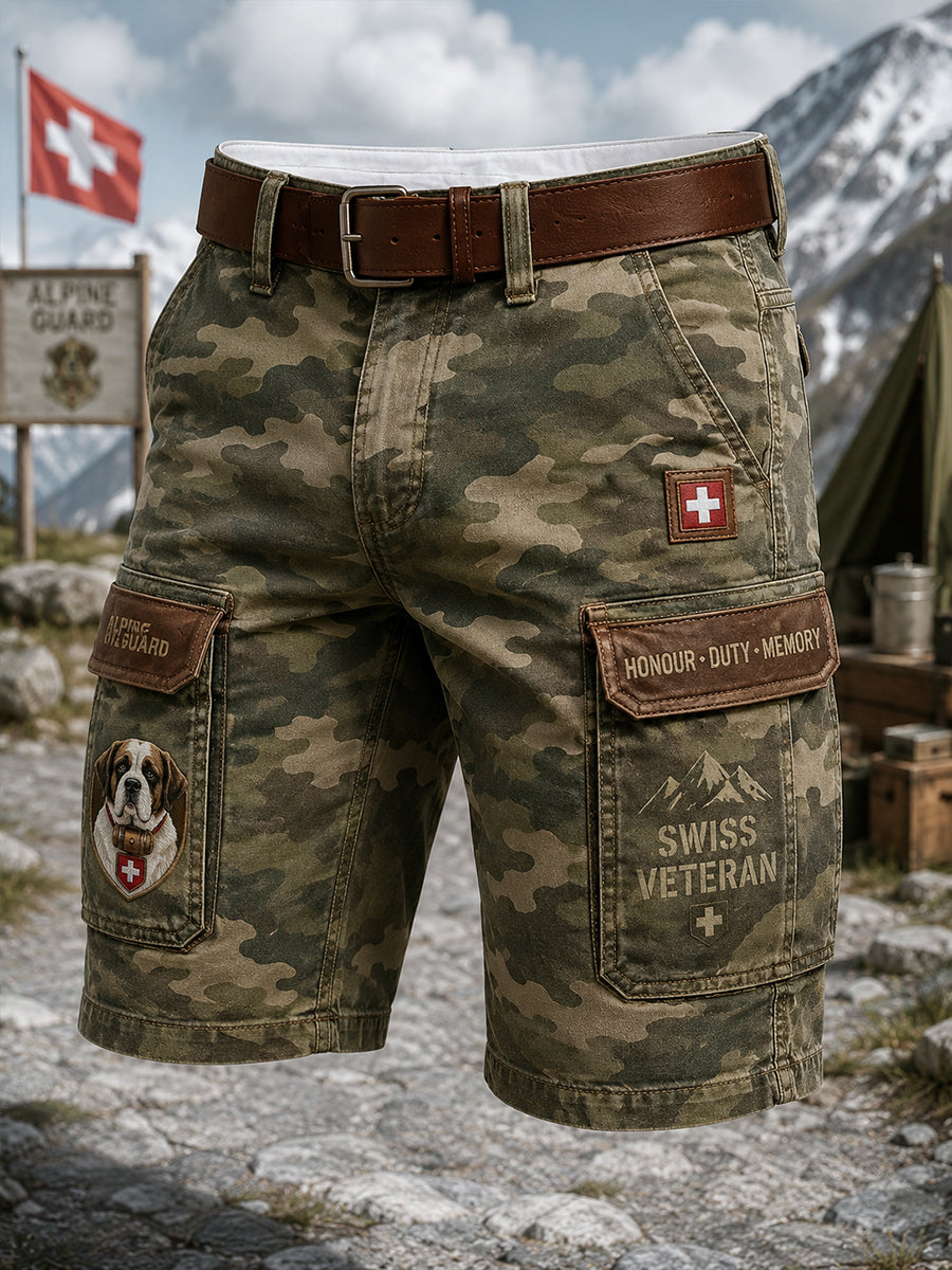 Pantalon cargo court pour homme, style militaire vintage à imprimé camouflage