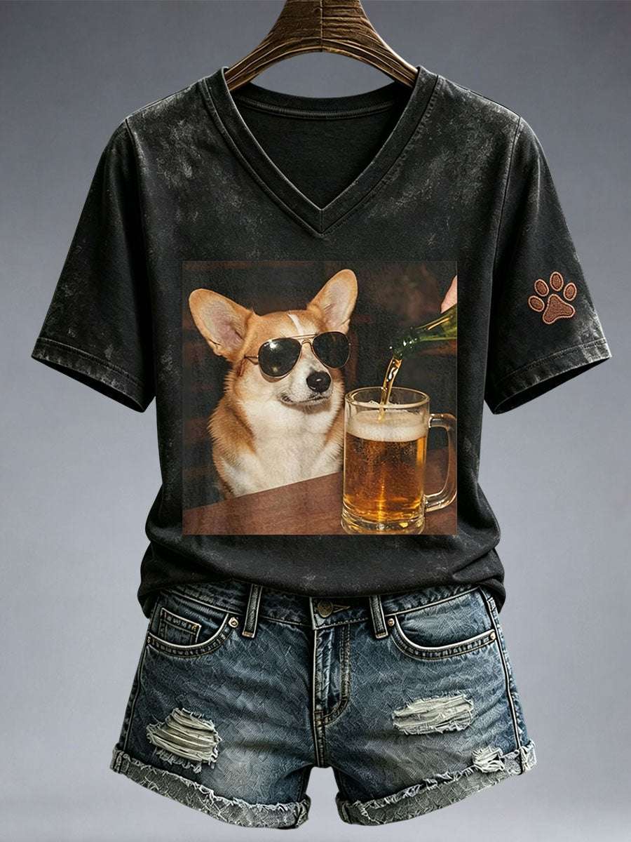 T-shirt féminin adorable Corgi