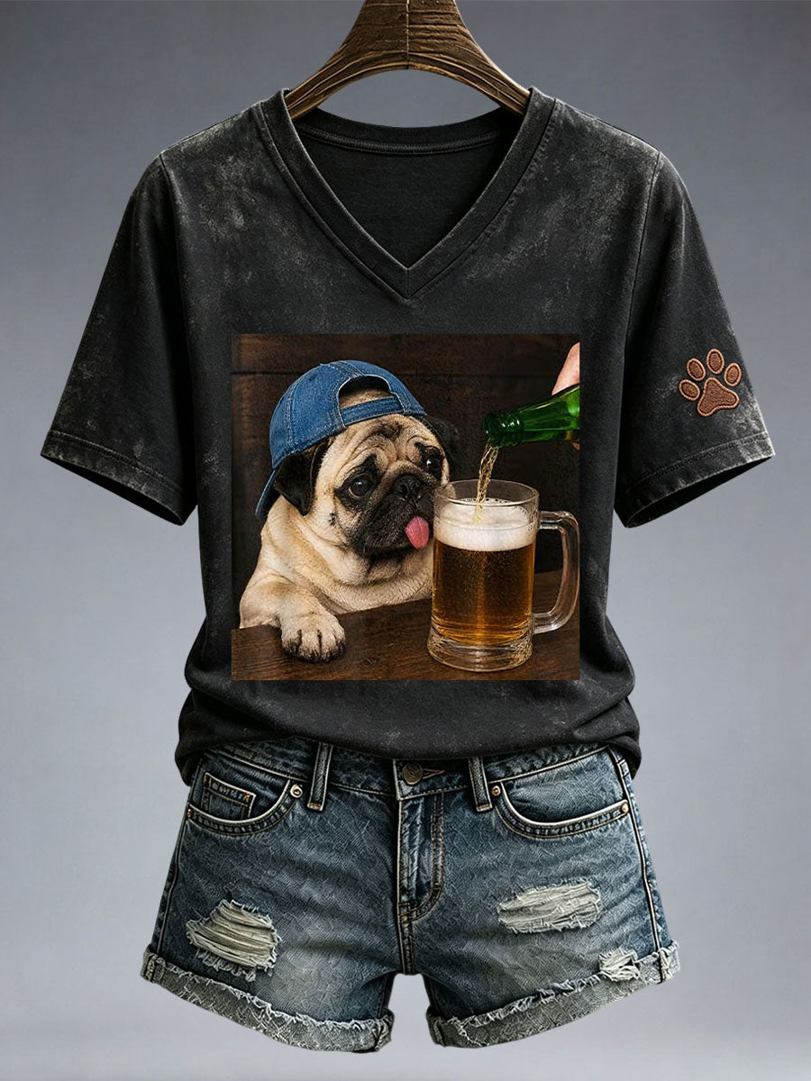 T-shirt adorable pour femmes avec carlin