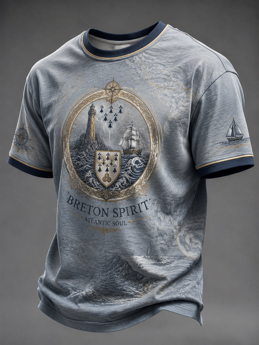 T-shirt pour hommes imprimé celtique de Bretagne, France