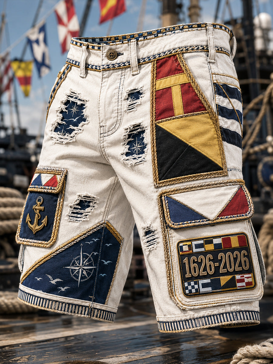 Short décontracté pour homme avec impression d’art de la Marine française