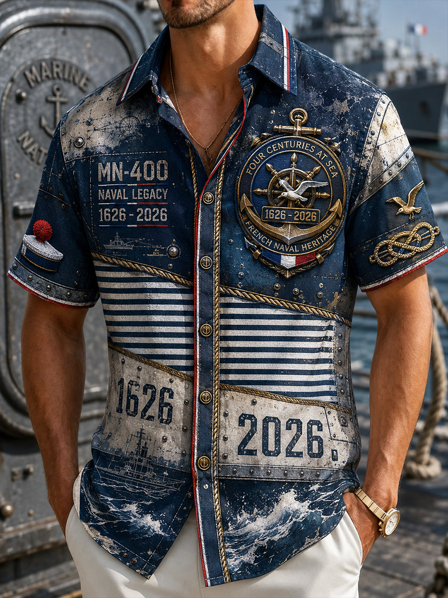 Chemise française de la Marine pour homme à manches courtes