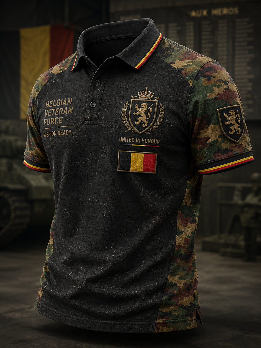 Polo à manches courtes pour homme avec imprimé camouflage militaire