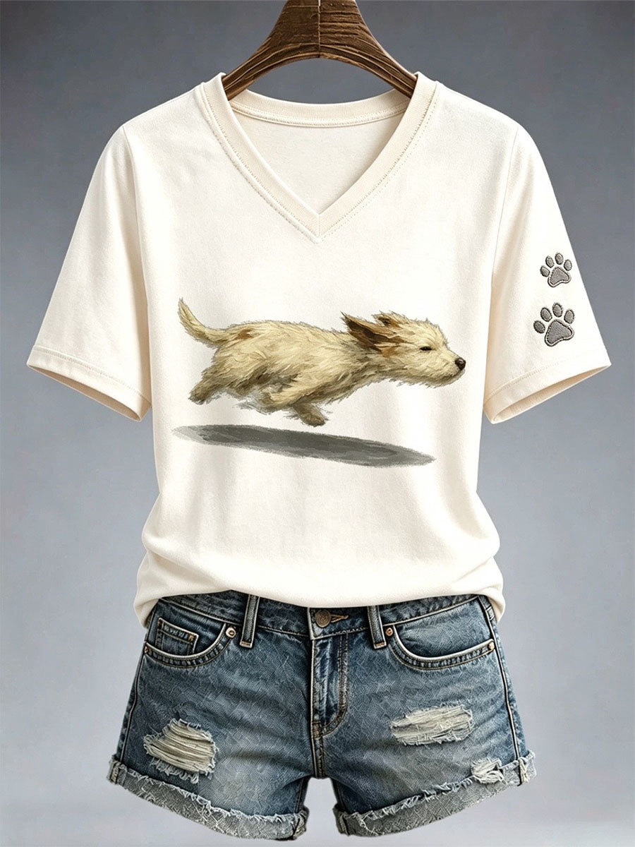 T-shirt Cute Running Dog Femme