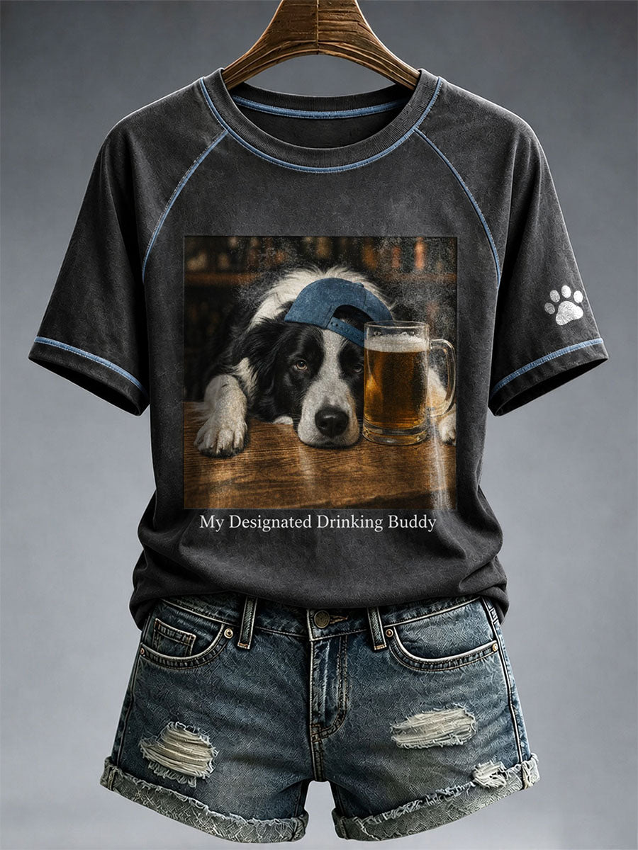 T-shirt My Designated Drinking Buddy Border Collie Femme