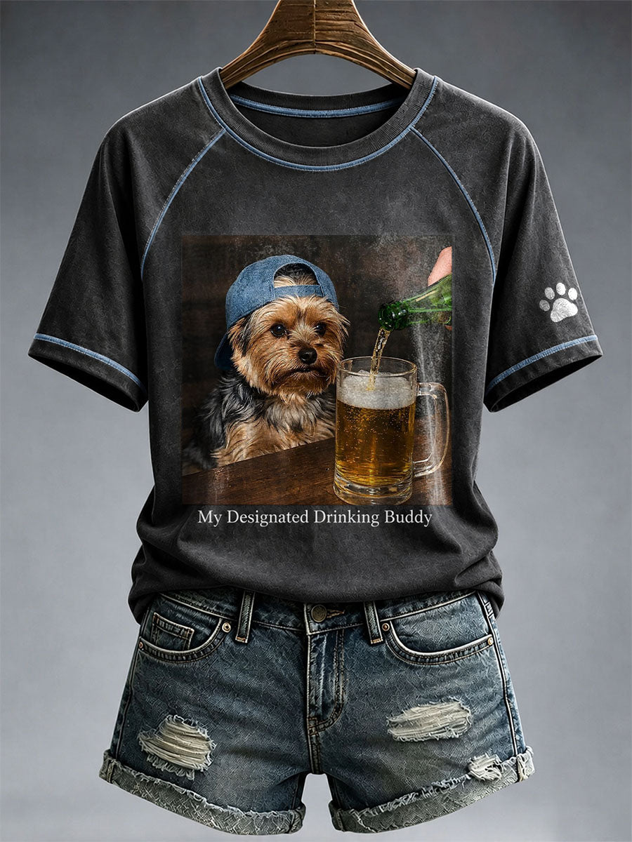 T-shirt My Designated Drinking Buddy Yorkshire Terrier Femme