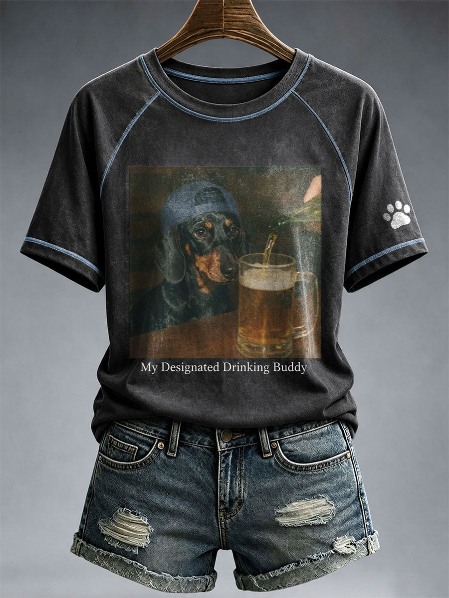 T-shirt My Designated Drinking Buddy Dachshund Femme