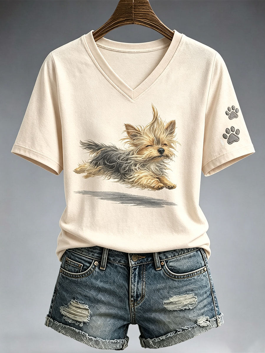 T-shirt Cute Running Yorkshire TerrierT Femme