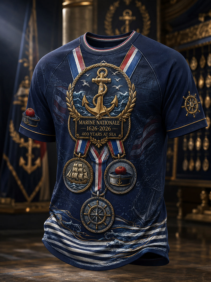 T-shirt manches courtes bleu marine pour homme