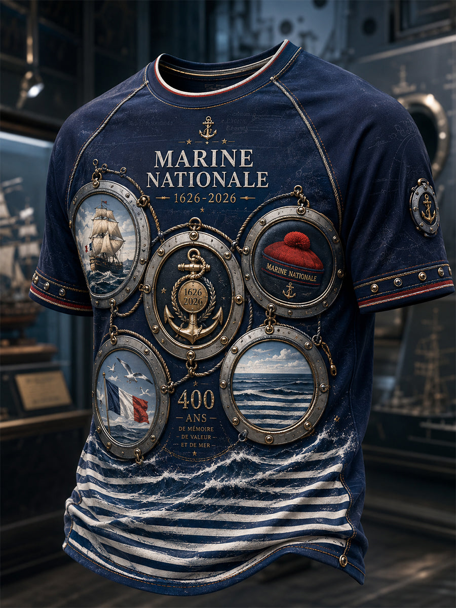 T-shirt manches courtes bleu marine pour homme