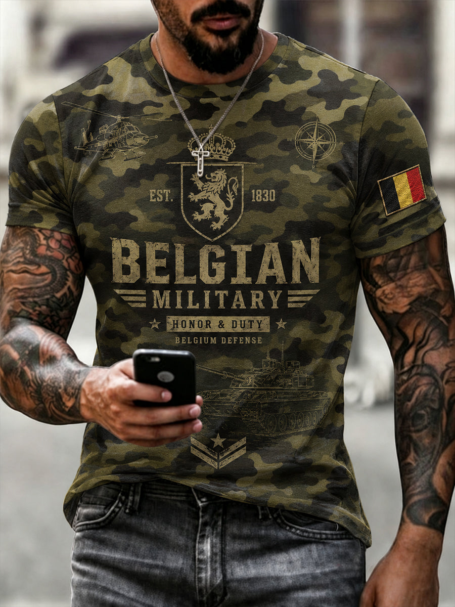 T-shirt homme à manches courtes avec imprimé camouflage militaire